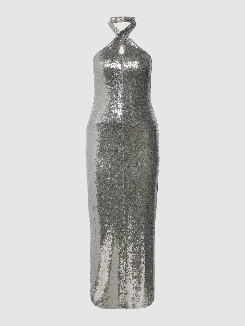 Abendkleid mit Paillettenbesatz Modell 'xtricia' in silber