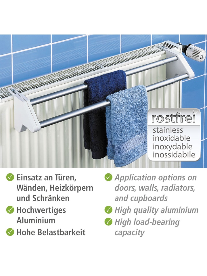 Wenko Heizkörper-Wäschetrockner Mod. Twin, ausziehbar, Heizkörper-Wäschetrockner Twin, ausziehbar in Silber günstig kaufen onesize