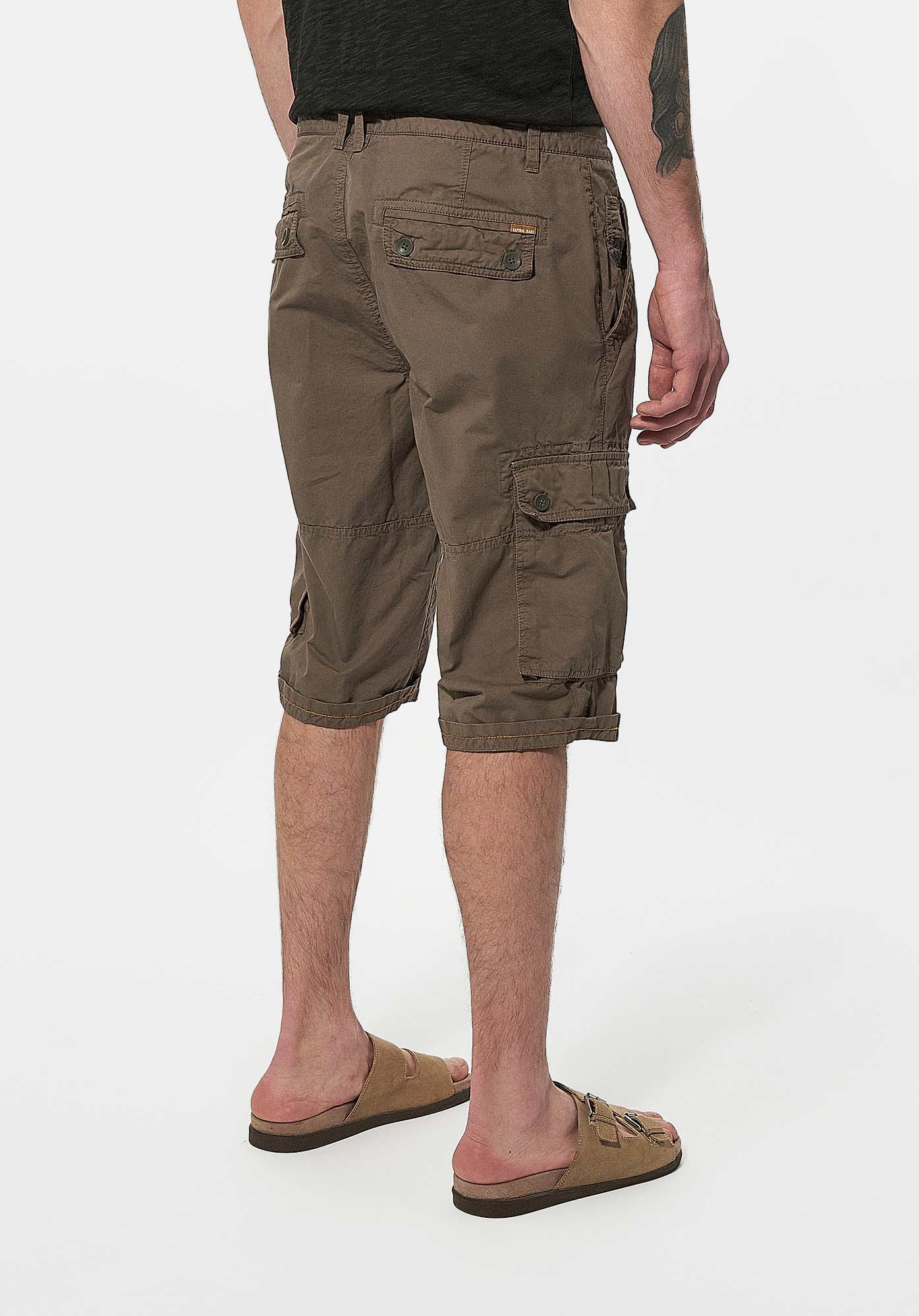 NEPAL  Bermuda cargo kaki Homme en 100% coton