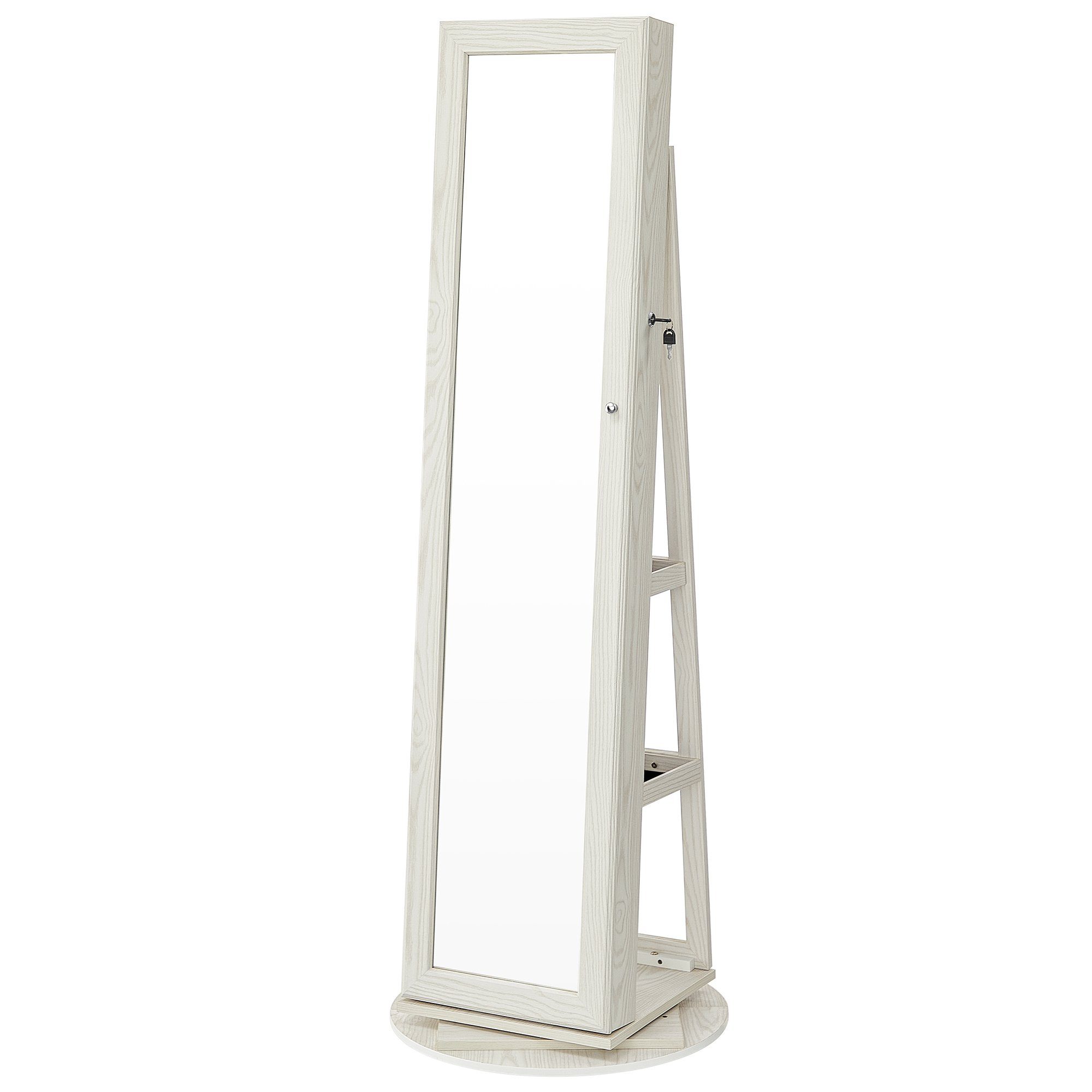 SONGMICS Schmuckschrank Spiegelschrank Schlüsseln, Geschenkidee, 3 Ablagen