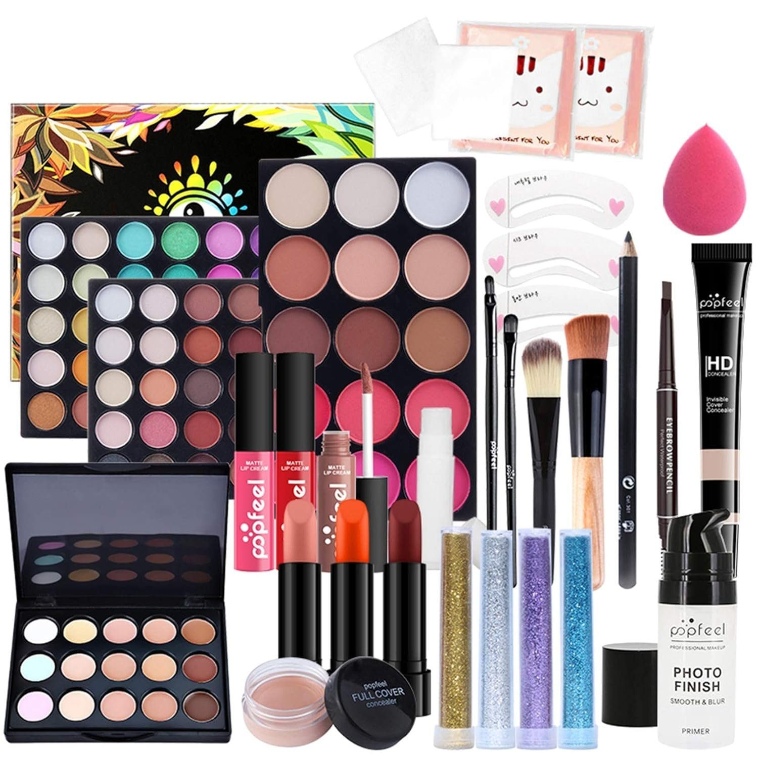 ERHWIO Make-up Set All-in-One-Make-up-Set, multifunktional und praktisch für Anfänger, 25-tlg., Buntes Make-up-Set: Lipgloss, Rouge, Lidschatten und mehr25 Stück