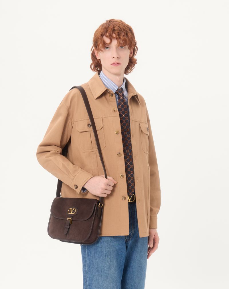 Valentino bomuldsgabardinskjortejakke med V-logo