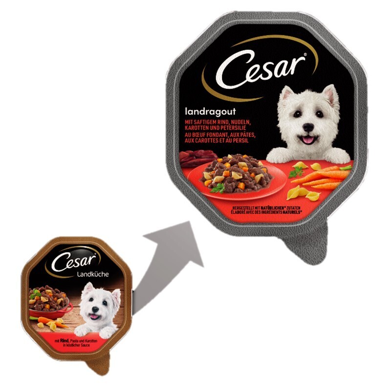 Cesar Hundenassfutter Cesar Landragout 14x150g Rind, Pasta & Karotten