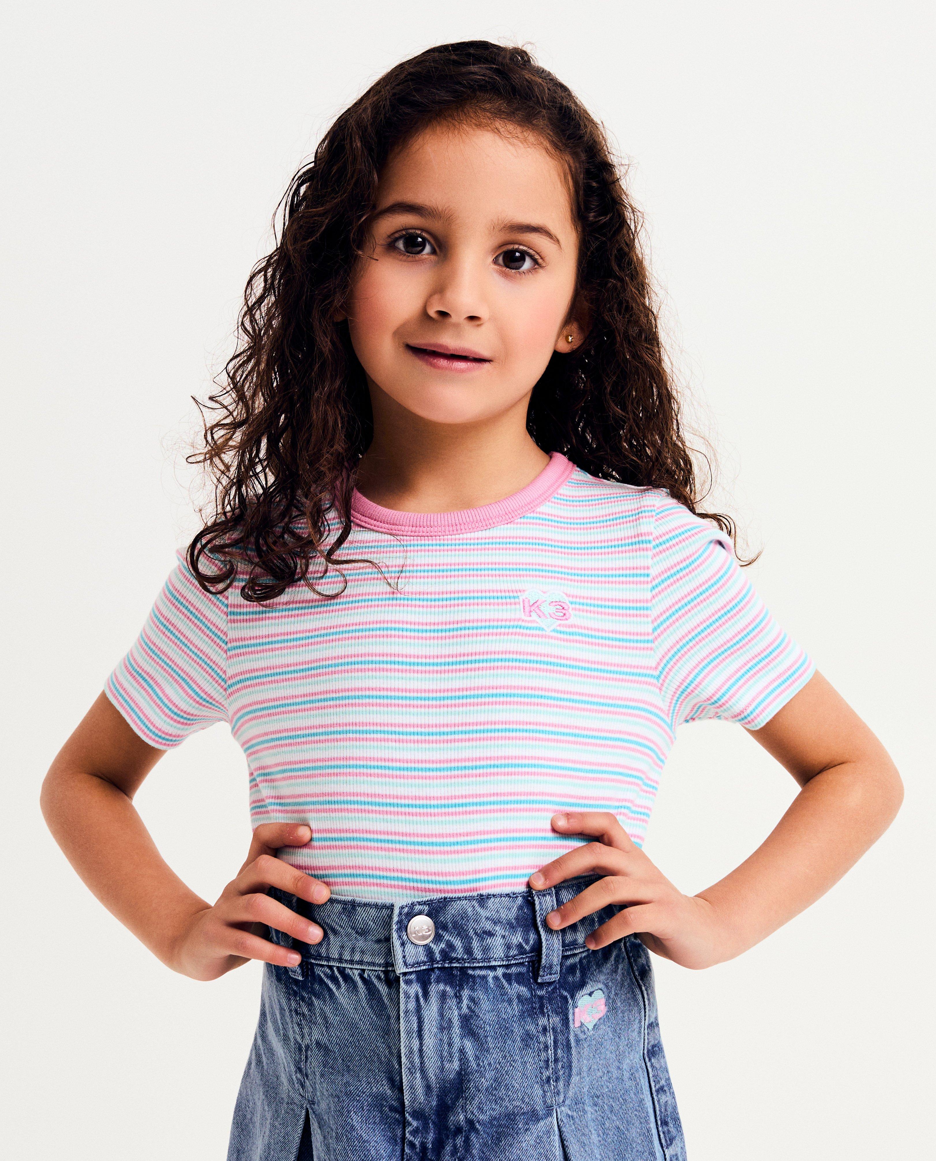 Tricou K3 cu dungi roz