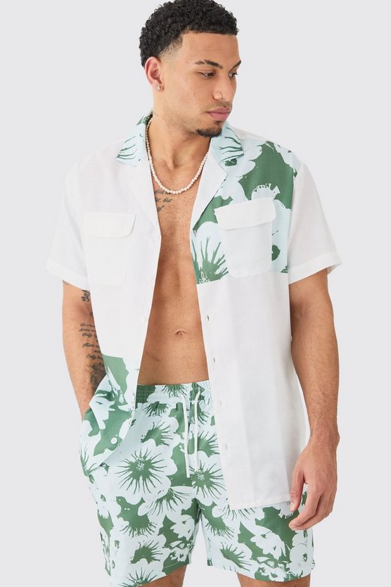 Oversize Hemd und Badehose mit Print