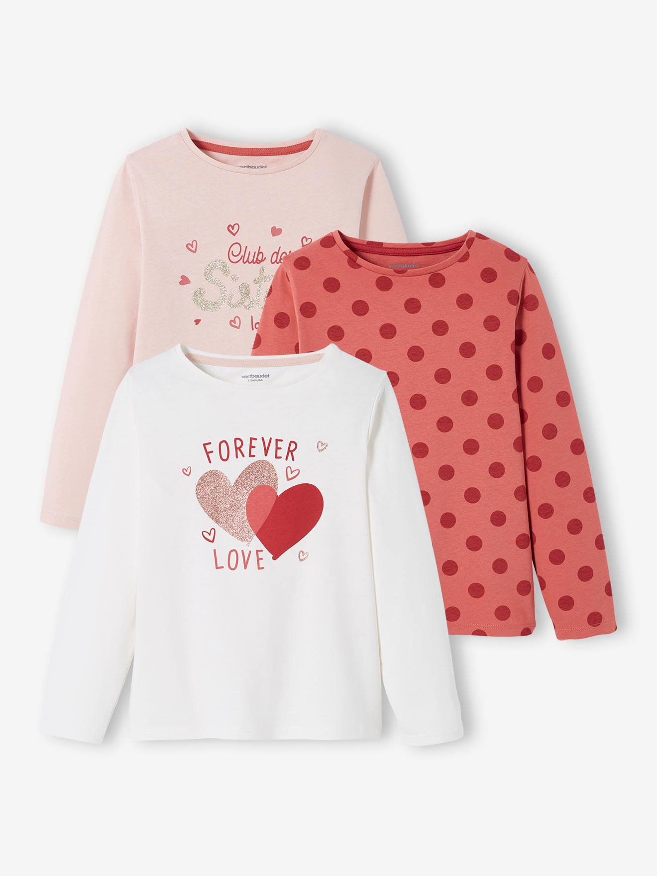 Lot de 3 t-shirts Basics fille manches longues lot noir
