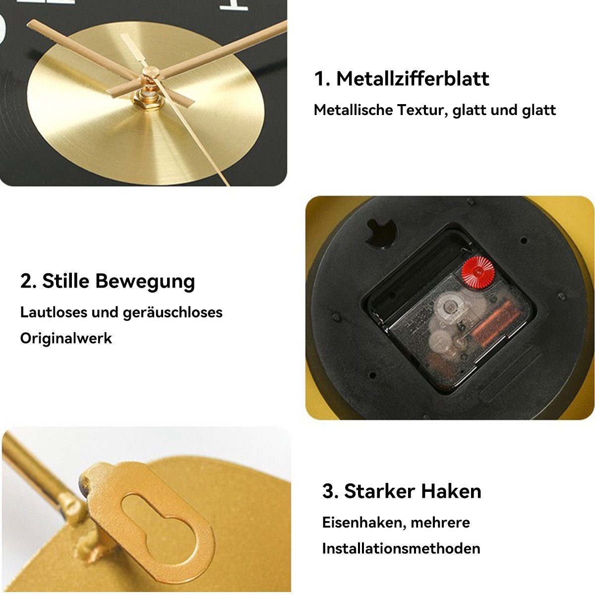 Hikeren Wanduhr Leichte Luxus-Wanduhr, 54*41*4 Stumm Wohnzimmer Hotel Wanduhr