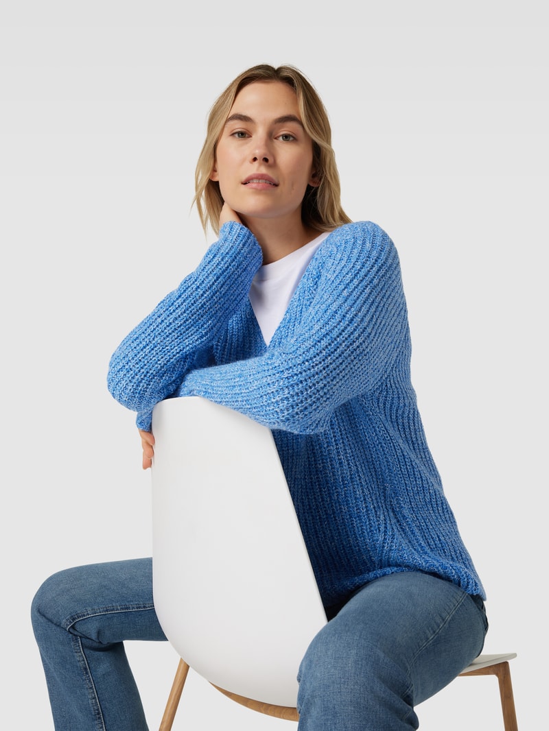 Strickpullover in Melange-Optik Modell 'Sangi' in blau