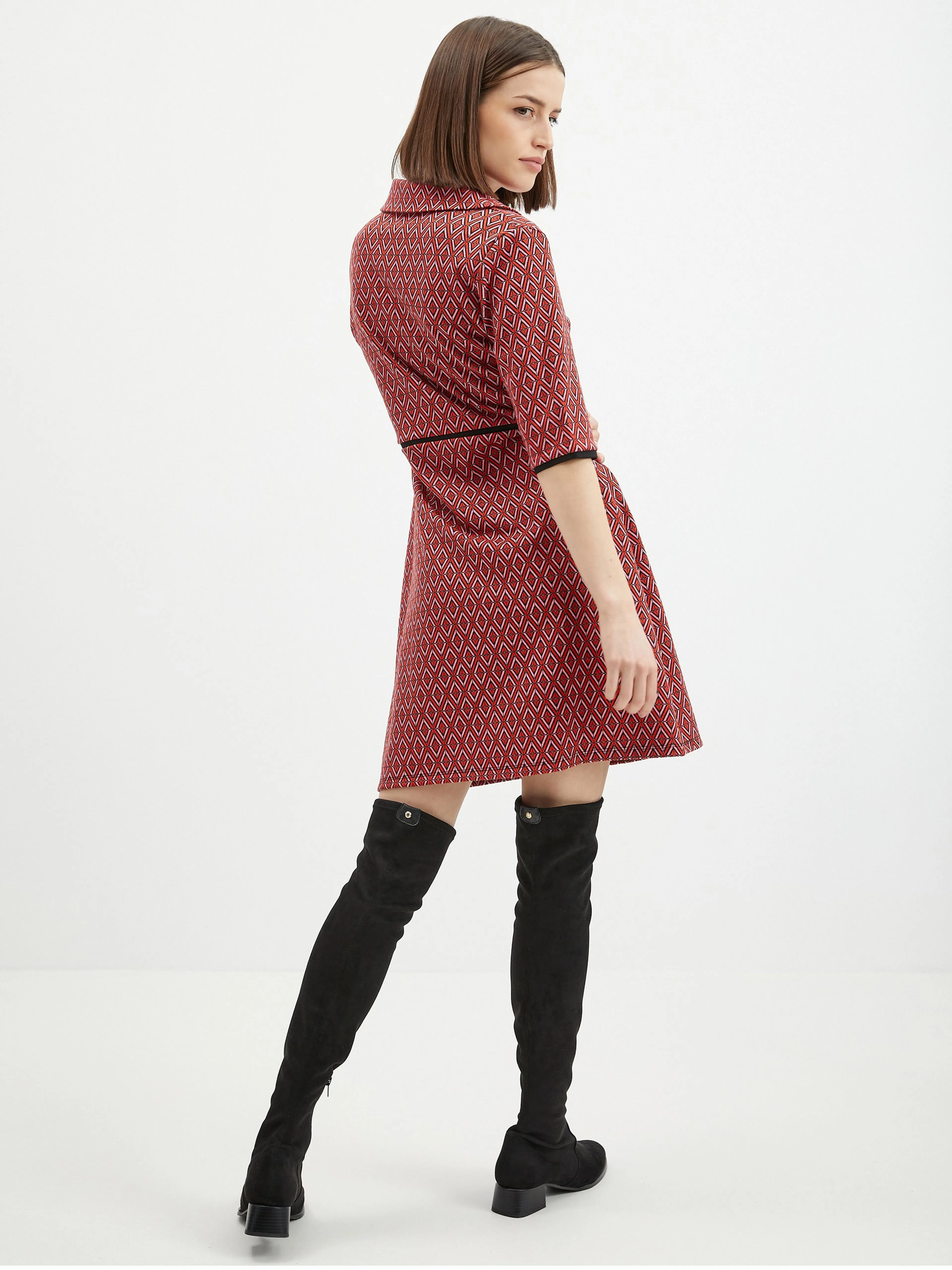 Rosa und rot gemustertes Damenkleid ORSAY