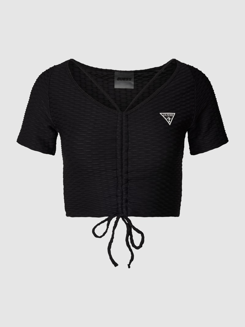 Crop Top mit Label-Detail Modell 'DELMA' in schwarz