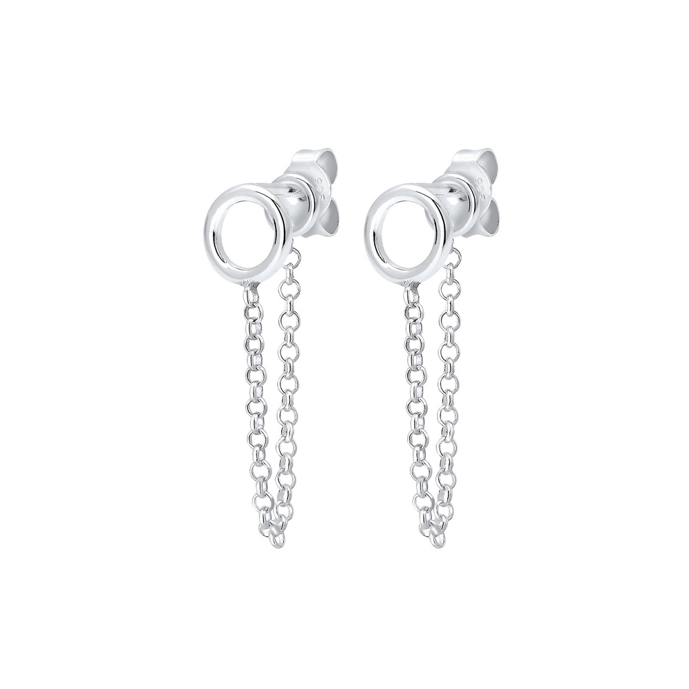 Elli Elli Boucles d'Oreilles Femme Geo du Cercle en Argent Sterling 925 Boucles d'oreilles