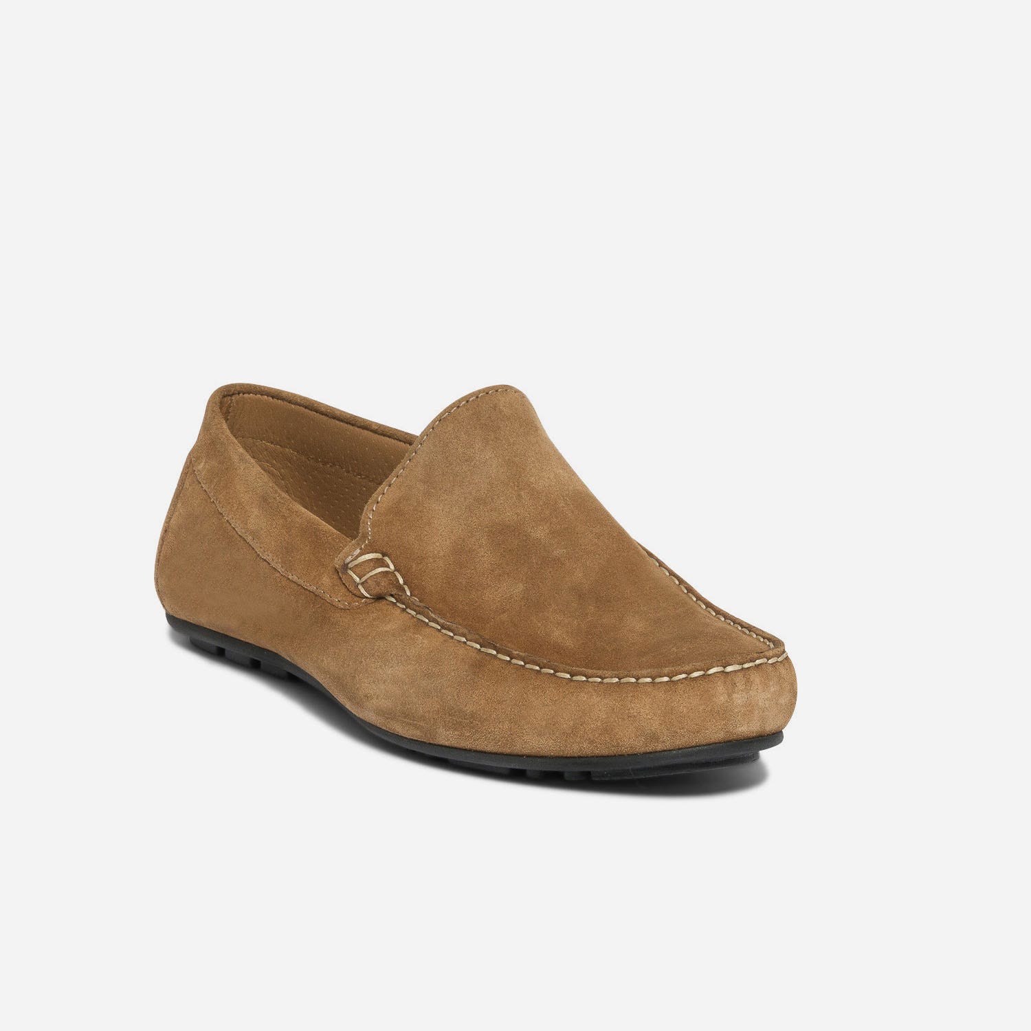 Mocassin camel en cuir velours