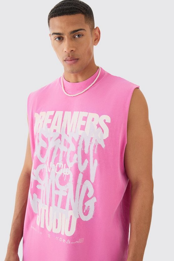 Oversize Tanktop mit Dreamers Graffiti-Print