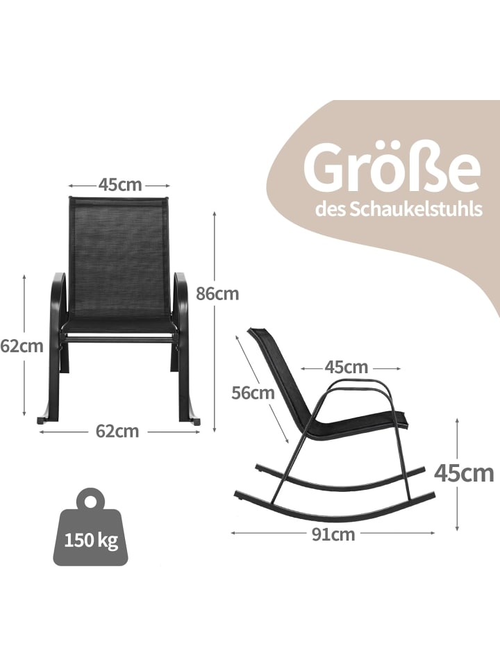 COSTWAY 2er Set Schaukelstühle in Schwarz günstig kaufen onesize