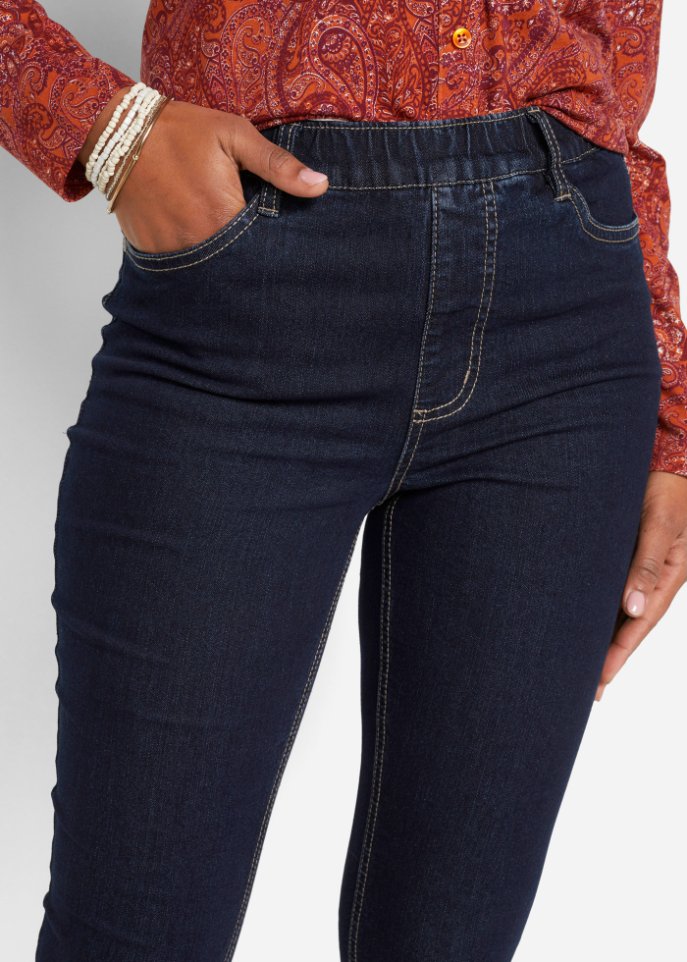 High-Waist-Stretch-Jeggings mit breitem Bequembund