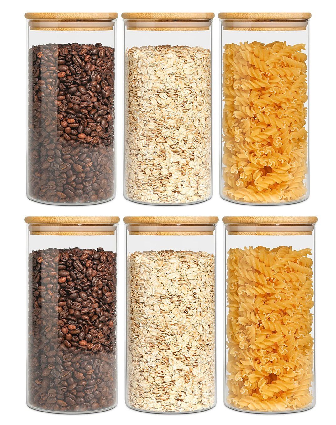 7Magic Vorratsglas, (6-tlg., 10 x 18 cm), Set 1200ml Haushalt Glasbehälter Vorratsdosen
