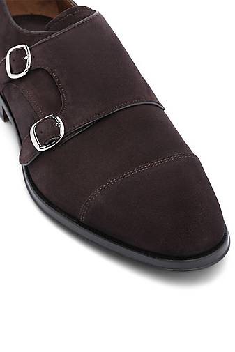 Lottusse Mokka -Kalb Wildledermönchschuhe