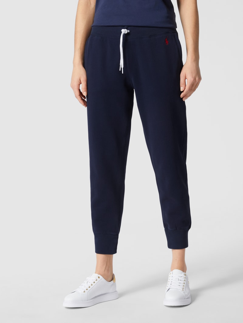 Sweatpants mit Label-Stitching in dunkelblau