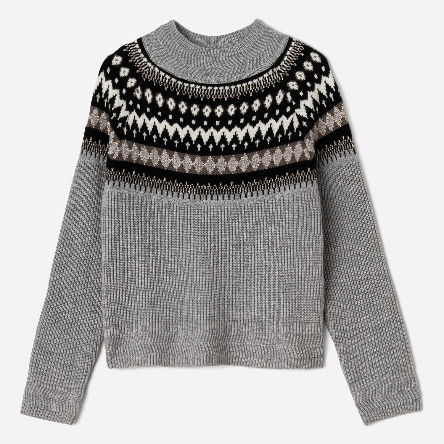 Pull TEXTO gris jacquard à col montant
