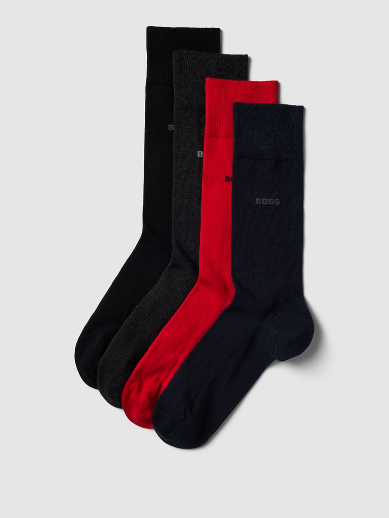 Socken mit Label-Detail im 4er-Pack in rot