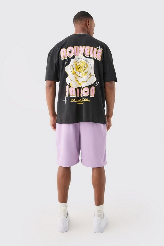 Oversize T-Shirt mit floralem Nouvelle-Print