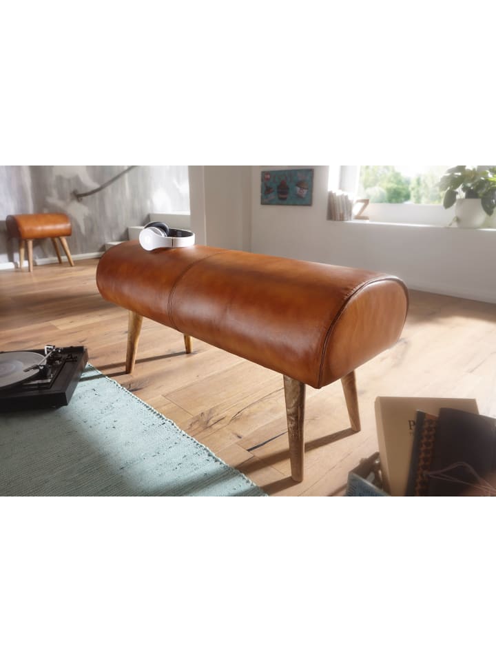 KADIMA DESIGN Sitzbank Echtleder / Massivholz Bank 100x53x40 cm, 2er Polsterbank günstig kaufen onesize