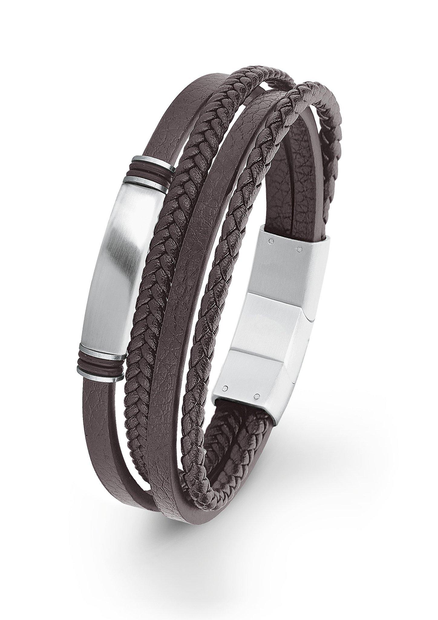 Lederarmband mit Edelstahl  272.808.6412.1491-85B0