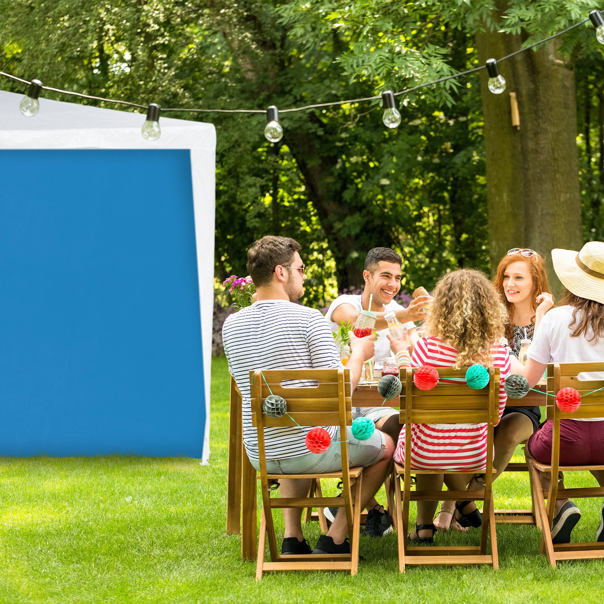 relaxdays Pavillon Blaue Pavillon Seitenteile 2er Set