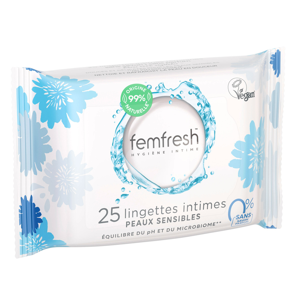 femfresh Lingettes intimes Peaux sensibles 0% Lingettes intimes