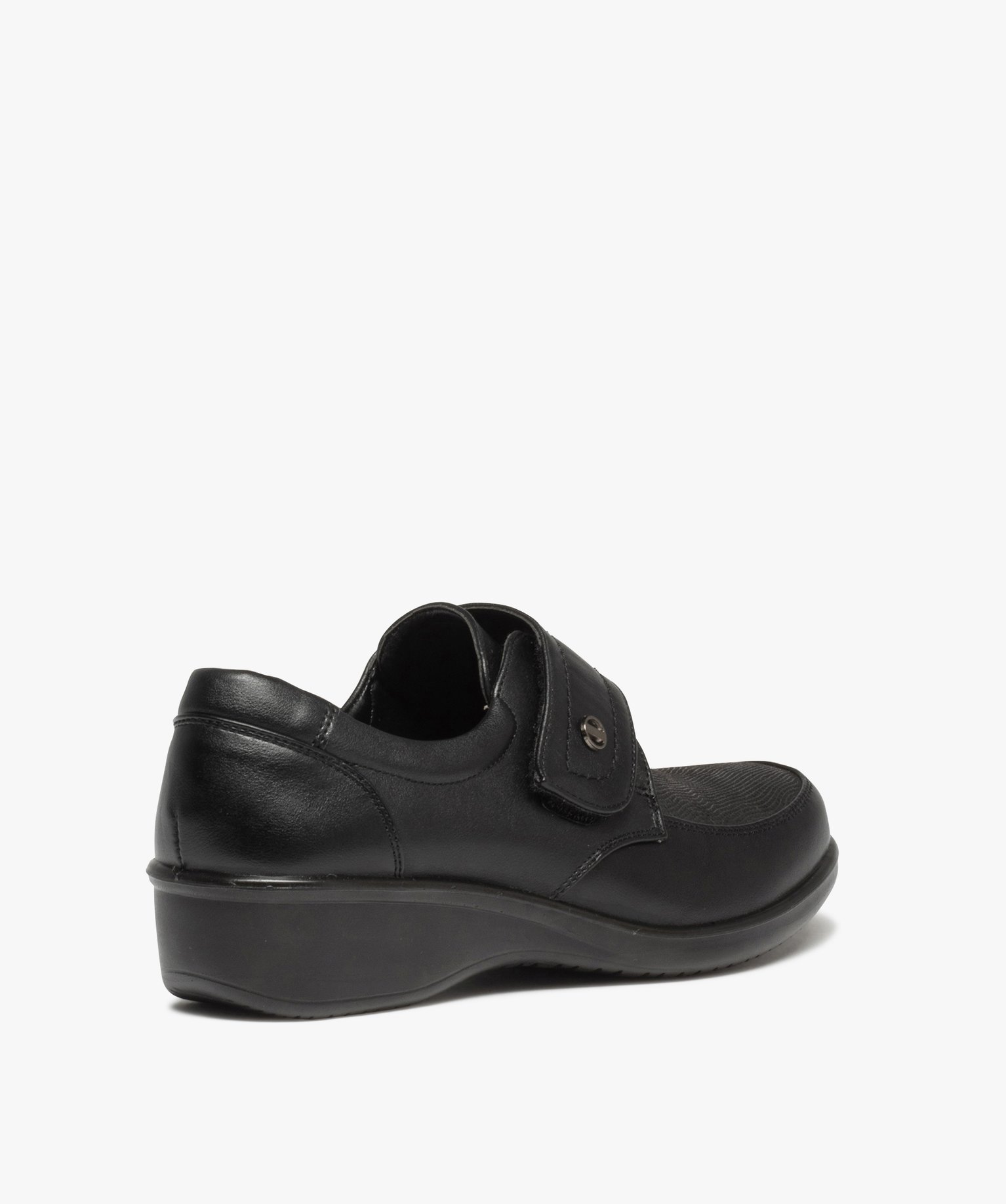 Derby confort avec fermeture scratch avec large talon femme noir | GEMO
