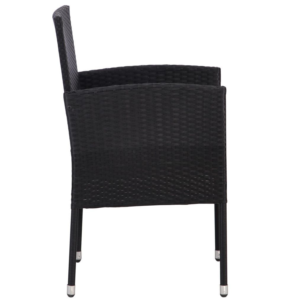 vidaXL Gartenstuhl Gartenstühle 2 Stk. Poly-Rattan Schwarz (2 St)