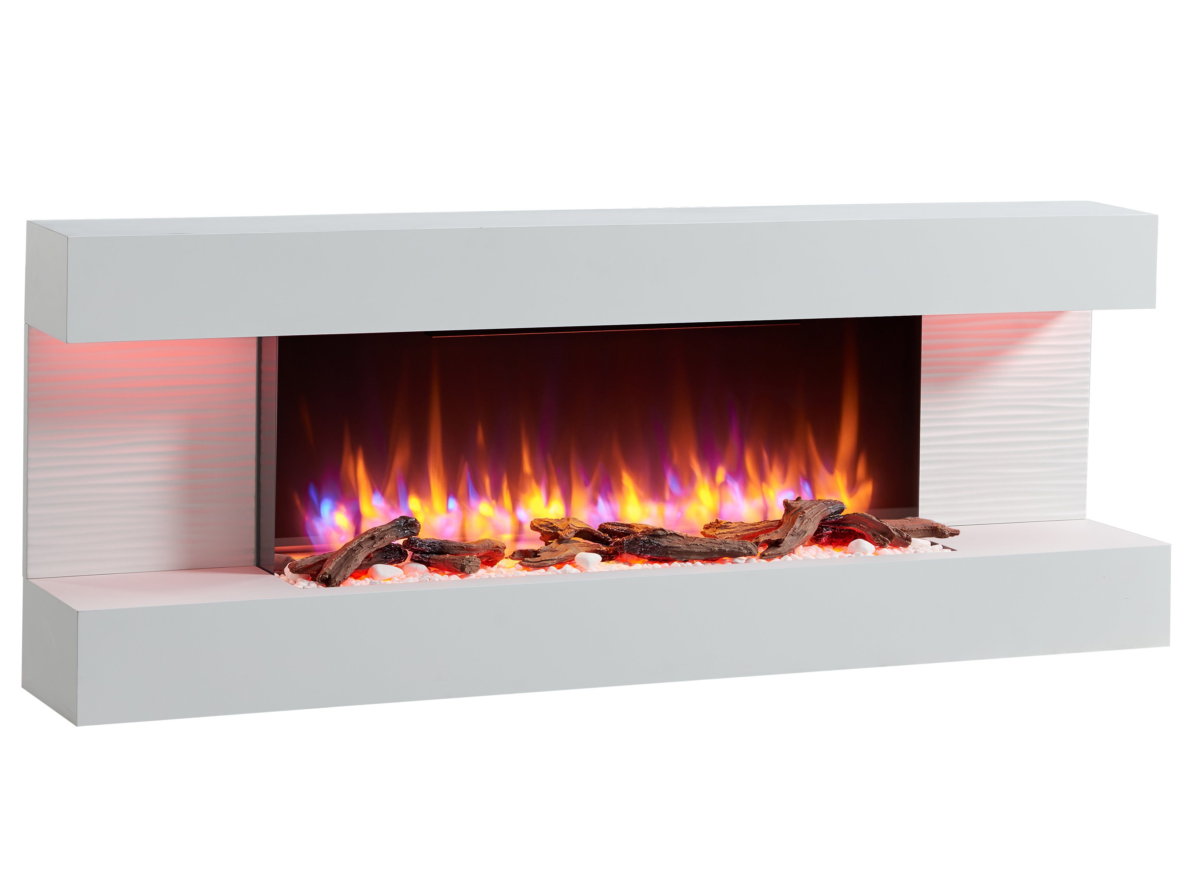 RICHEN Elektrokamin Hestia, Wandkamin mit Heizung 2000W, 3D-Flammeneffekt, LED-Beleuchtung, Fernbedienung, Timer, Thermostat