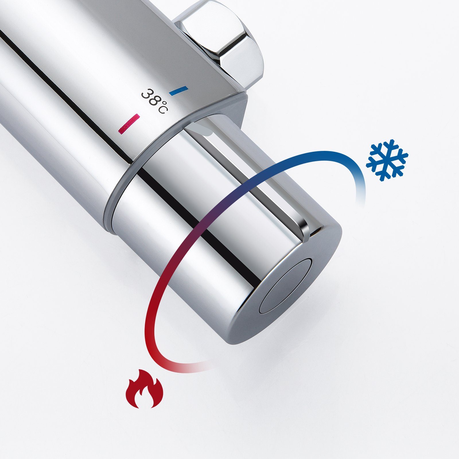 Auralum Duschsystem mit Thermostat Duscharmatur Regendusche Duschset Dusch Handbrause, Chorm Brausegarnitur, mit 3 Strahlarten