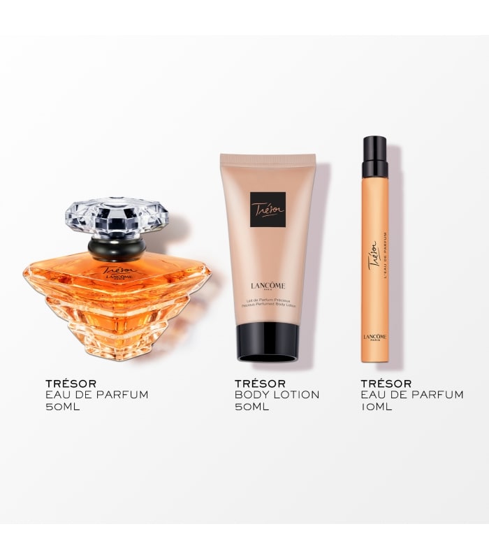 Lancôme-TRESOR-Coffret eau de parfum + lait de parfum + miniature