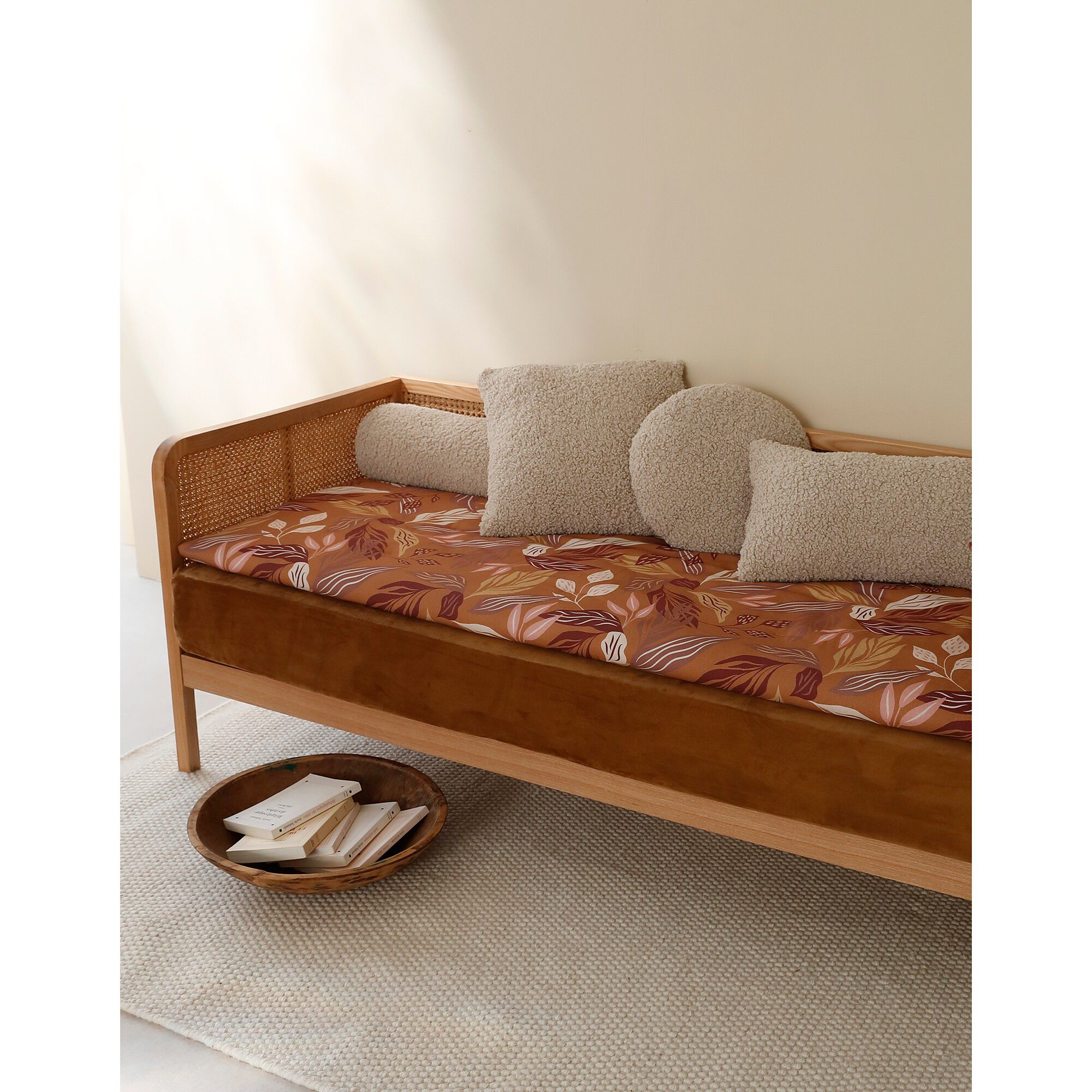 Long coussin de canapé imprimé feuillages