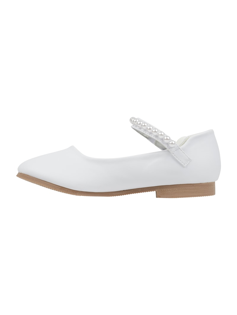 Ballerinas mit Blüten-Applikation in weiß