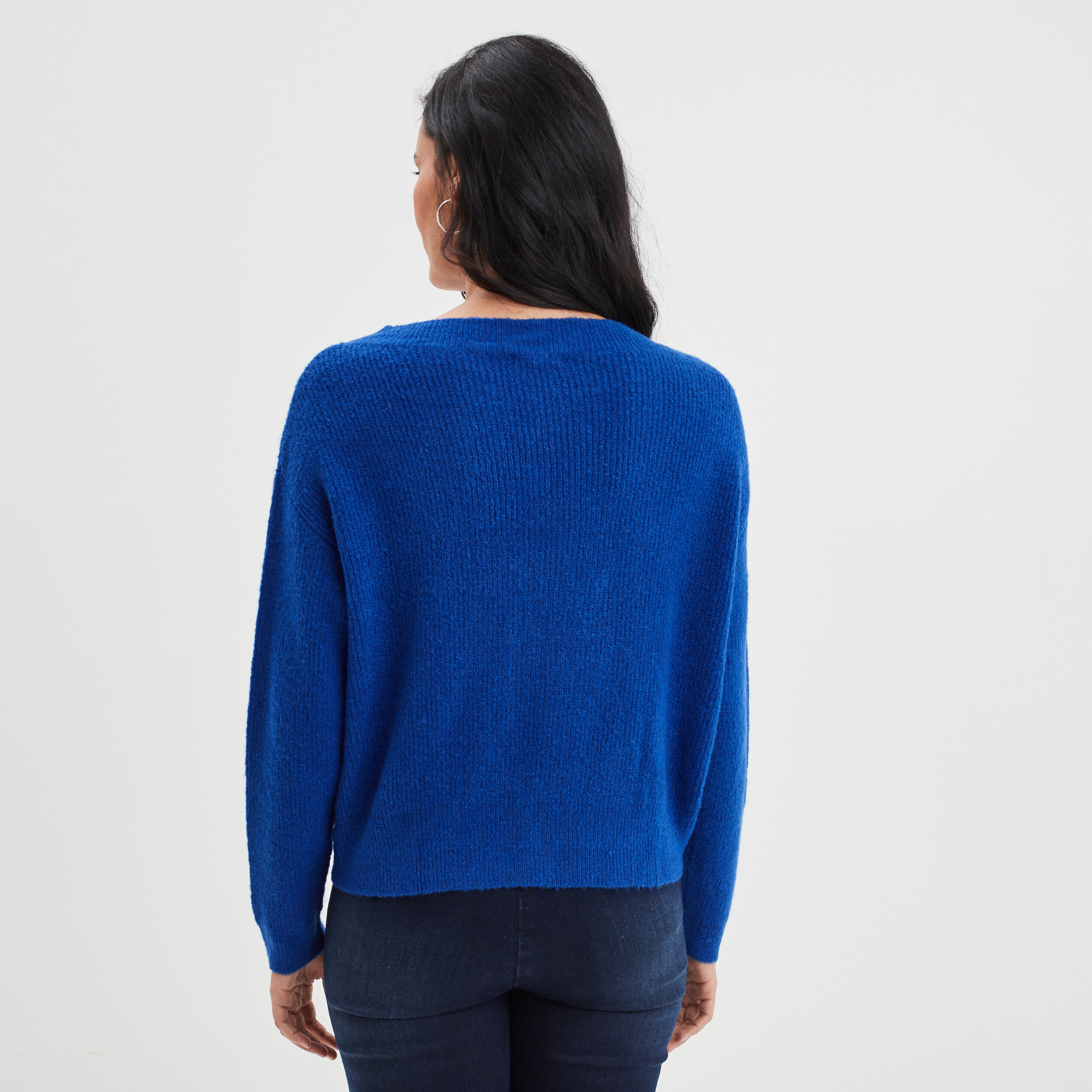 Pull col bateau manches longues bleu electrique femme | La Halle