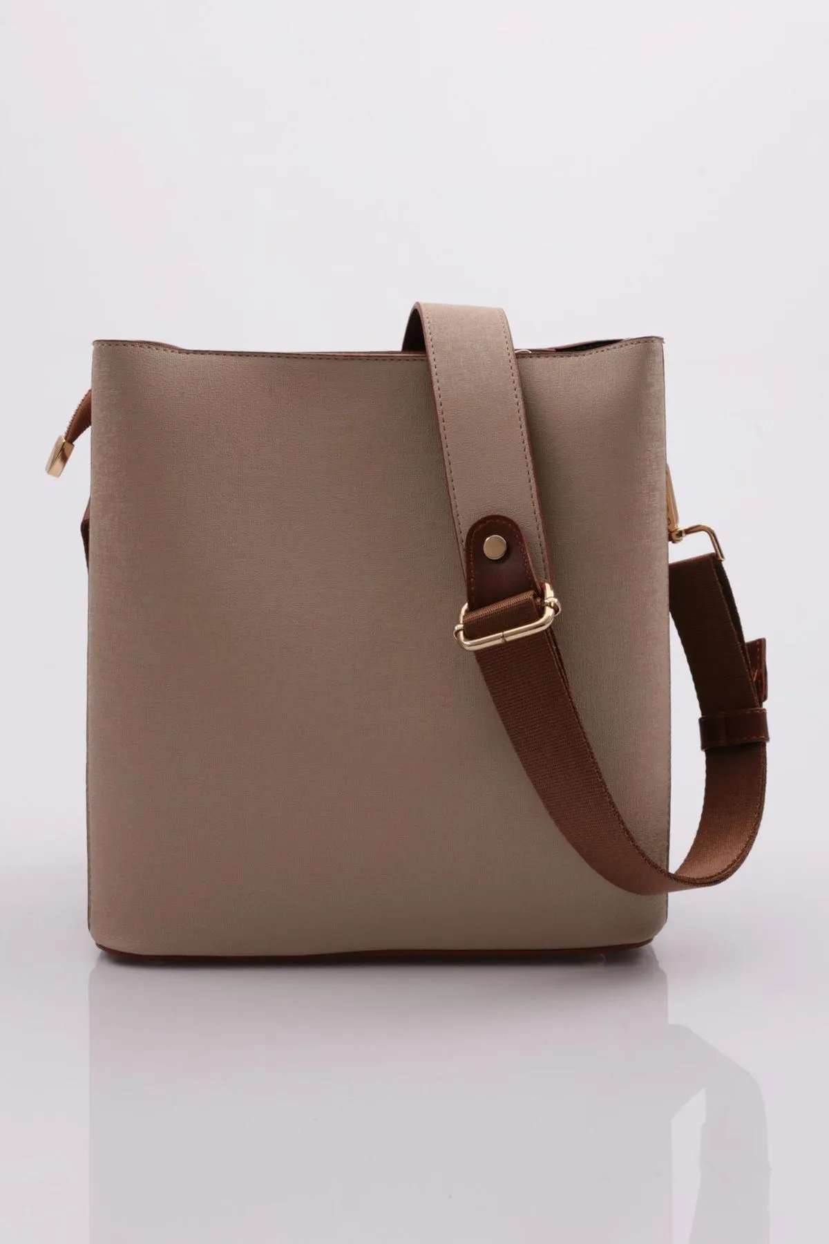 DGN  Schulter- und Handtasche für Damen, Modell Column 520, Creme/Hellbraun