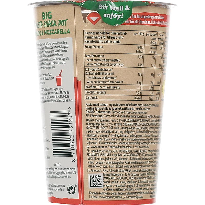 Knorr Tomat & mozzarella big snack pot 93 g Knorr