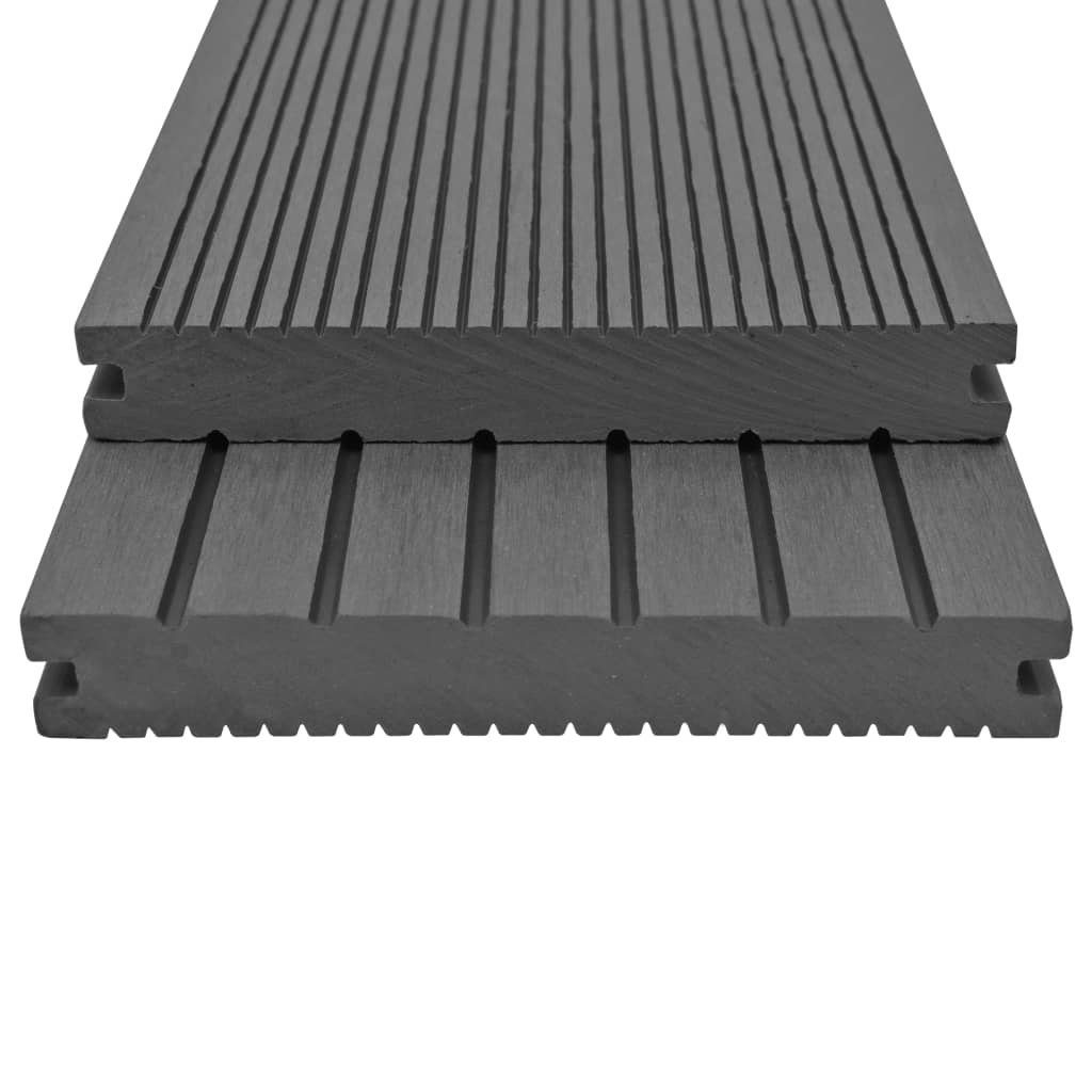 Teppichboden WPC Massive Terrassendielen mit Zubehör 16 m² 2,2 m Grau, vidaXL