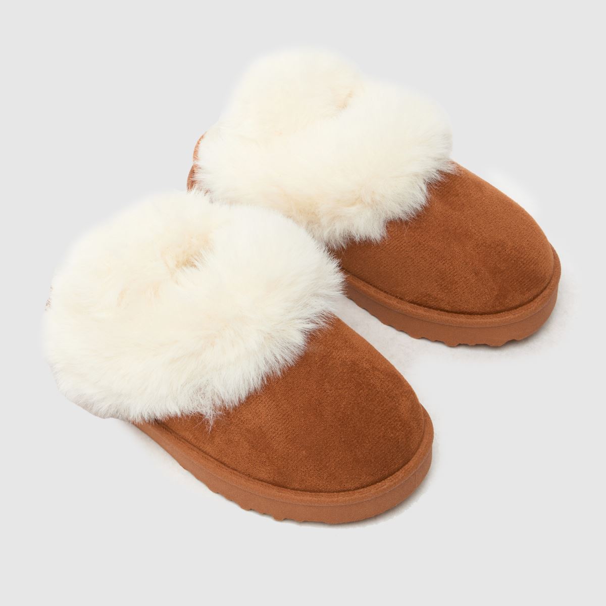 Schuh rjavi copati za malčke Haven iz krzna za deklice