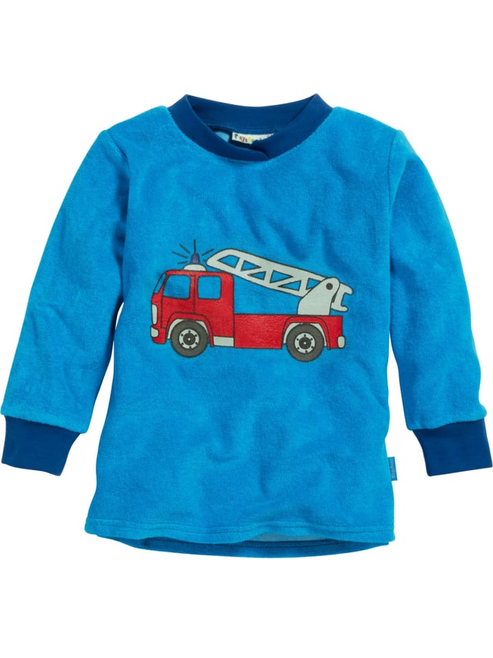 Playshoes Schlafanzug Frottee Feuerwehr in Blau günstig kaufen