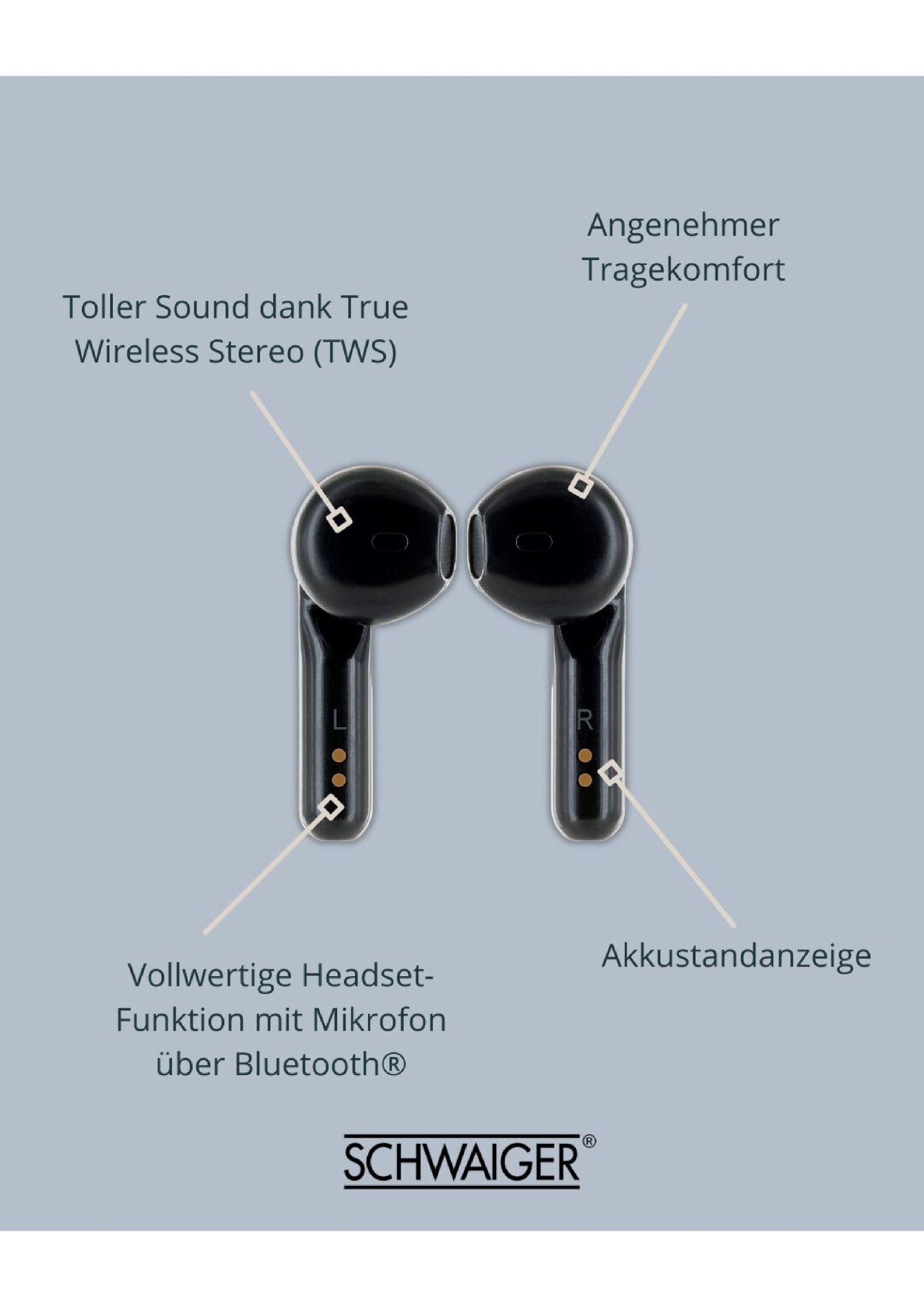 Schwaiger TWS Kopfhörer mit Bluetooth Lautsprecher