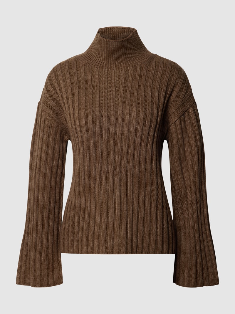 Strickpullover mit Trompetenärmel Modell 'Pory' in dunkelbraun