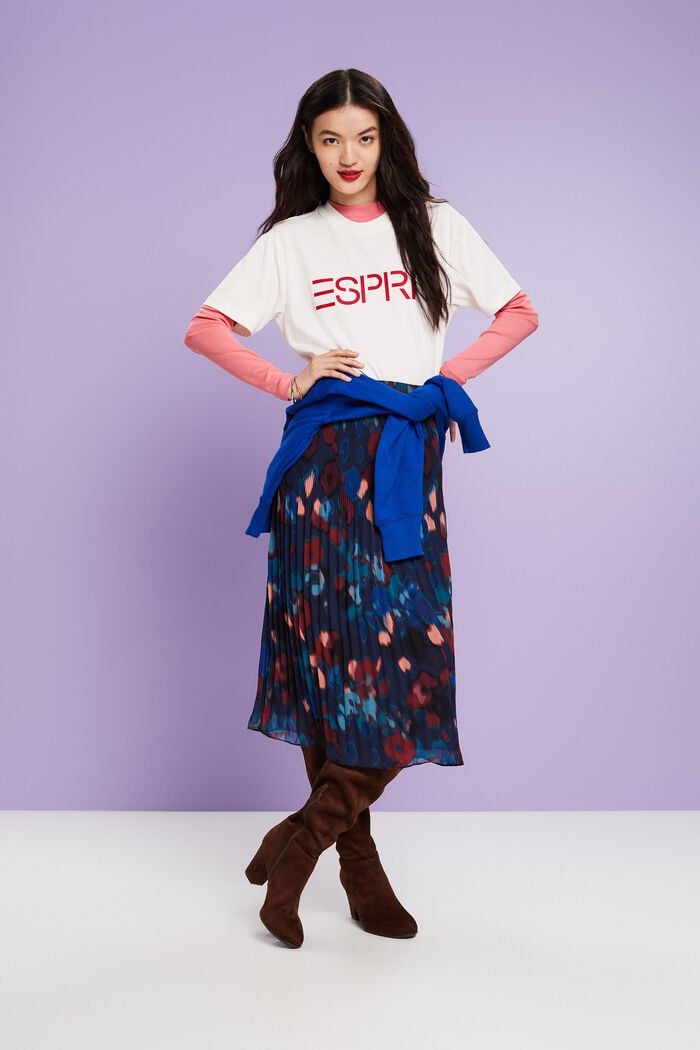 Chiffon-Midirock mit Plisseefalten