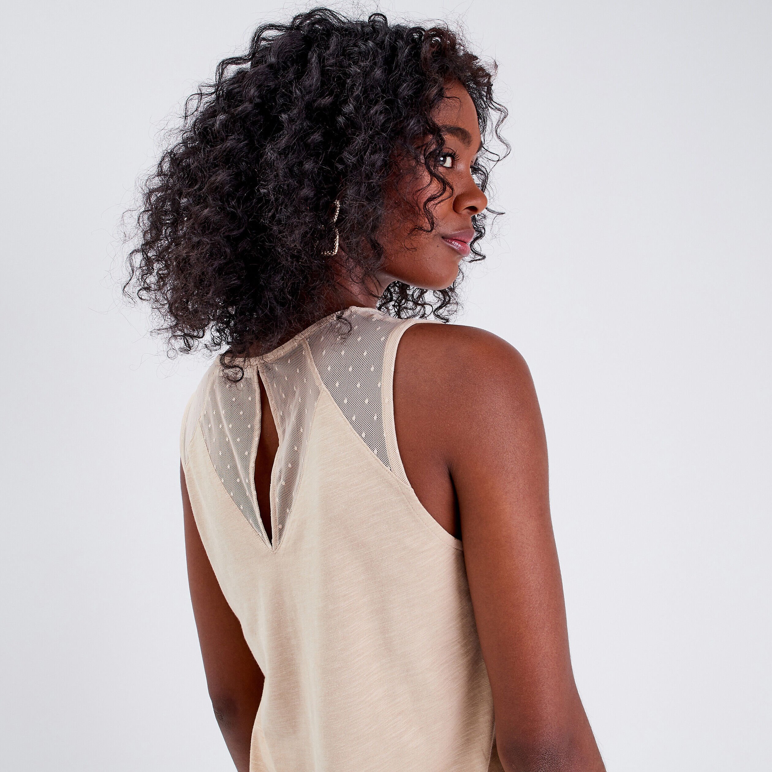 Débardeur bretelles larges sable femme | Cache Cache