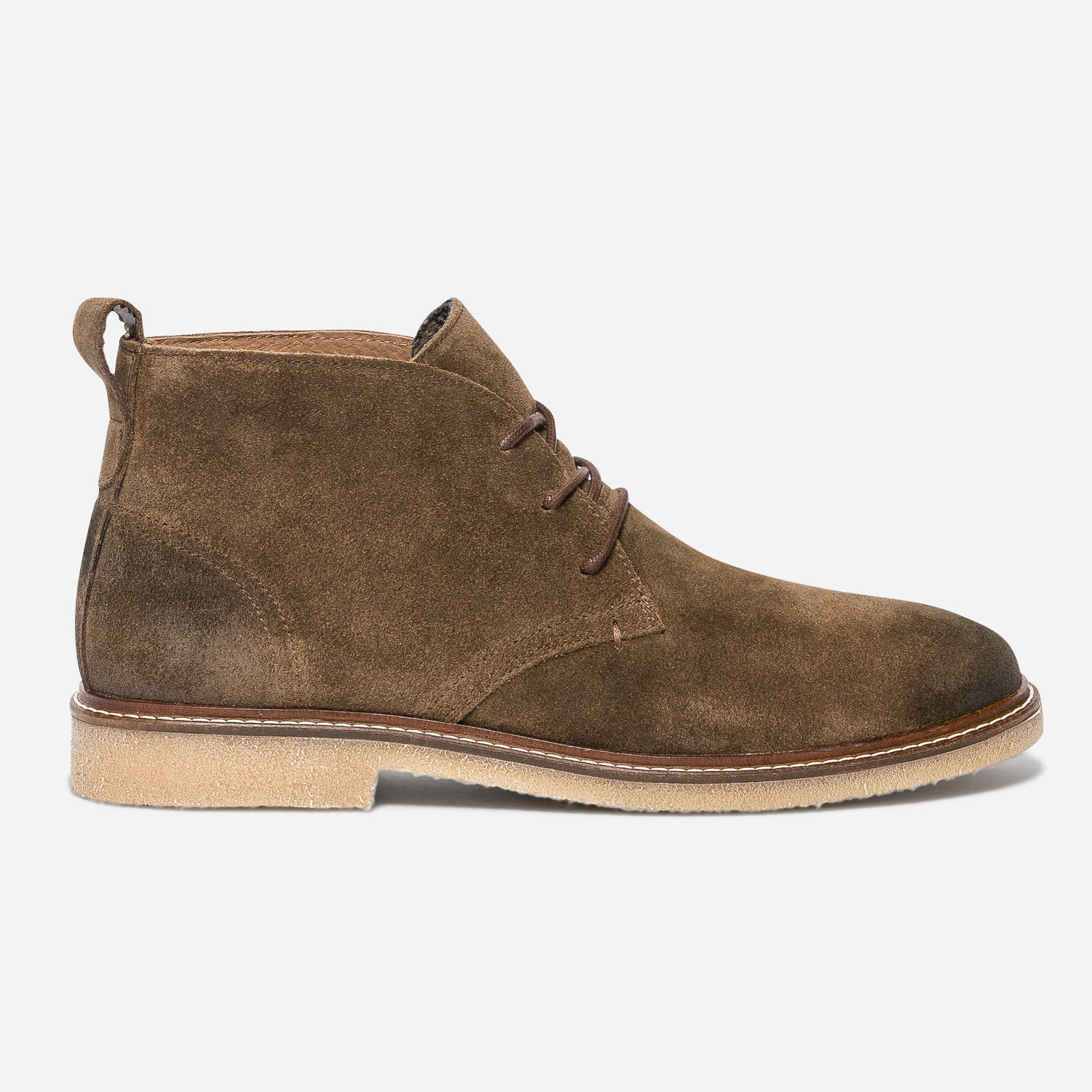 Desert boots taupe foncé éco-conçu en cuir velours