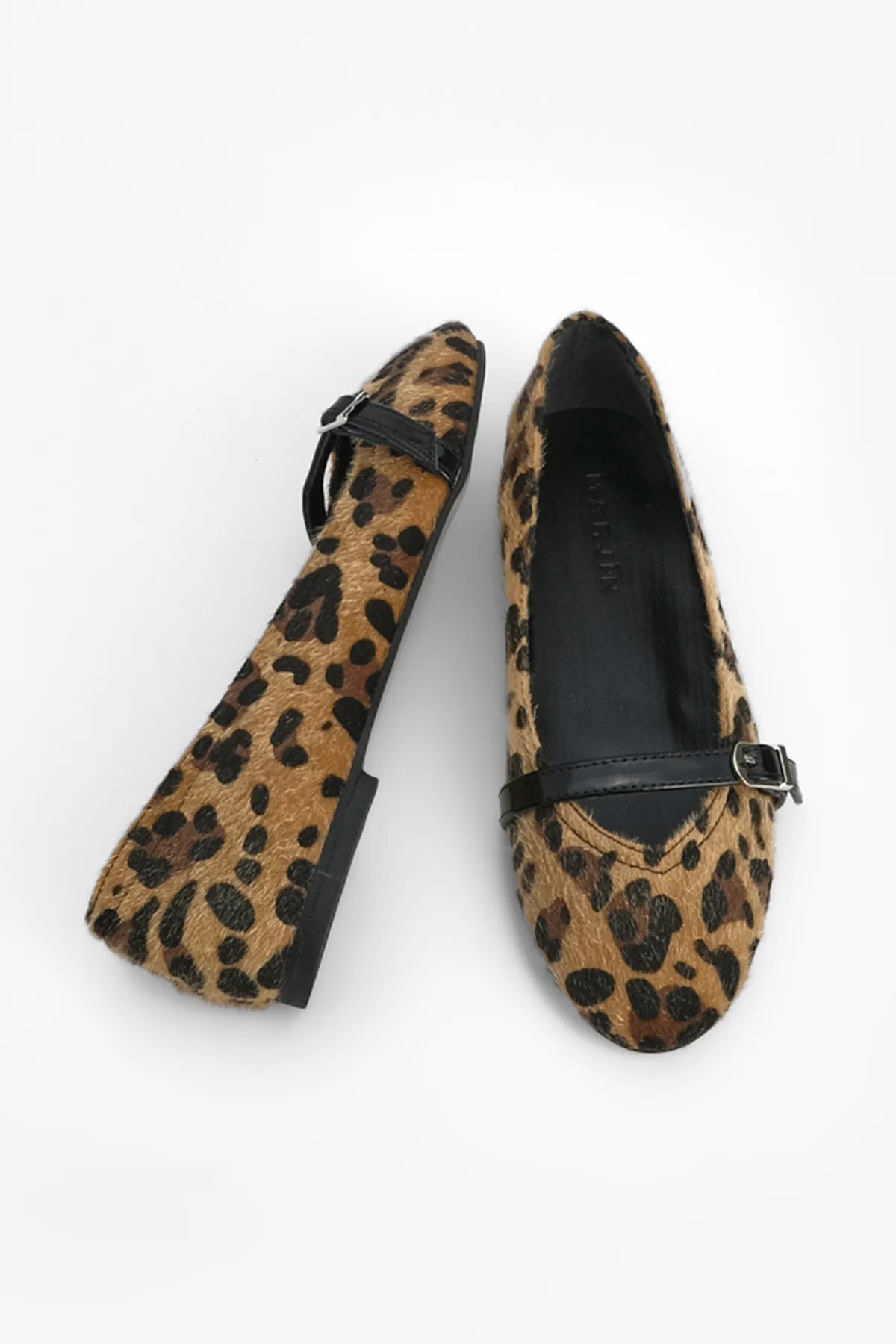 Marjin  Damen Ballerinas mit Riemen Tariz Leopard