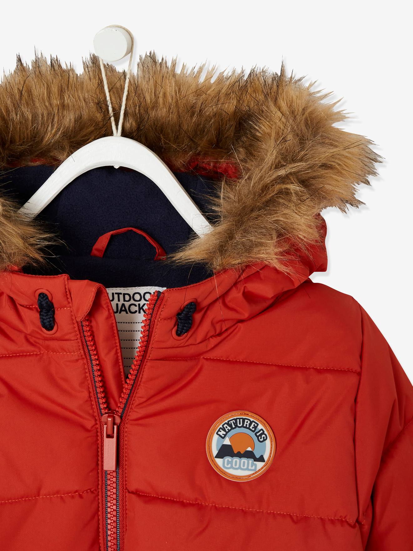 Vertbaudet Jungen Steppjacke mit Kapuze, Recycling-Polyester - orange