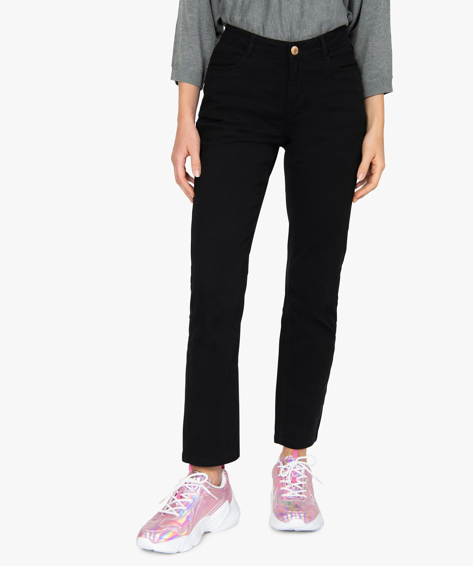 Jean femme coupe regular taille normale noir | GEMO